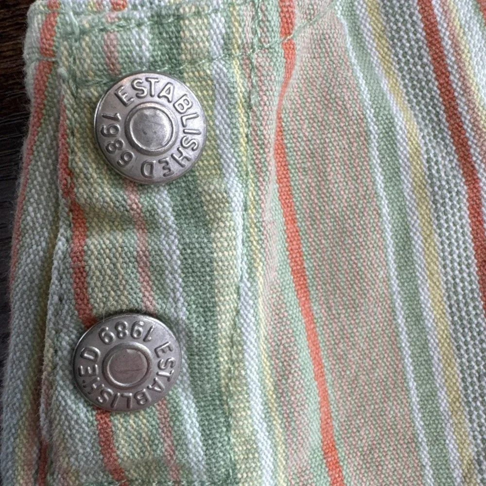 VTG The Children Place‎ Overall Dress Lime Green Denim Striped Y2K Dress Jumper